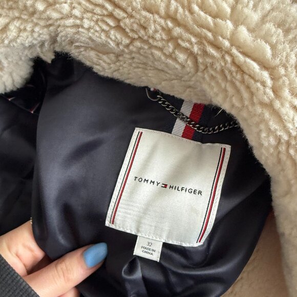 Tommy Hilfiger Teddy Trench Coat In Beige Sz 32 Notch Lapel Collar - Picture 2 of 9